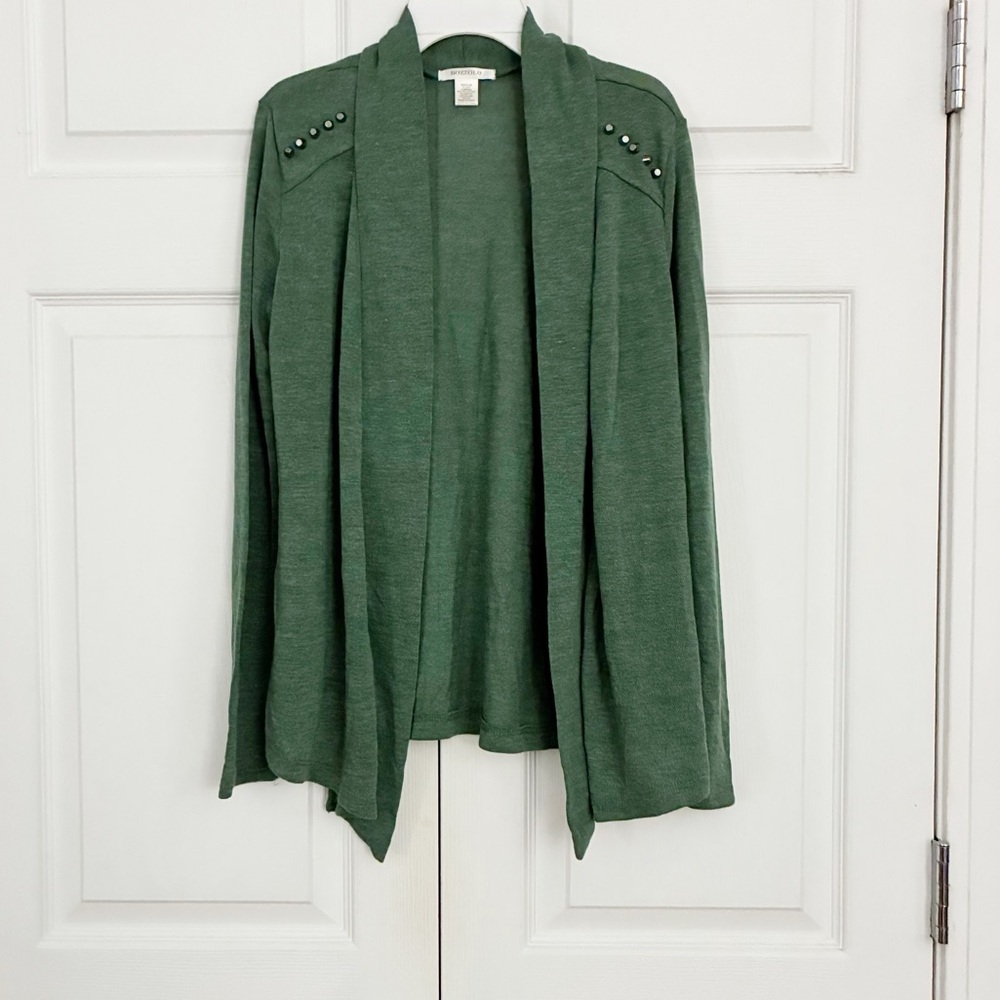 ( nwot ) Bozzolo Green Open Cardigan w/ Stud Detailing